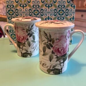 Home Essentials Ceramic Mugs with Covers - Set of 2